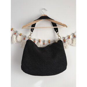 Milaner Italia The Grande Belinda Woven Crossbody Shoulder Bag Suede Leather NWT